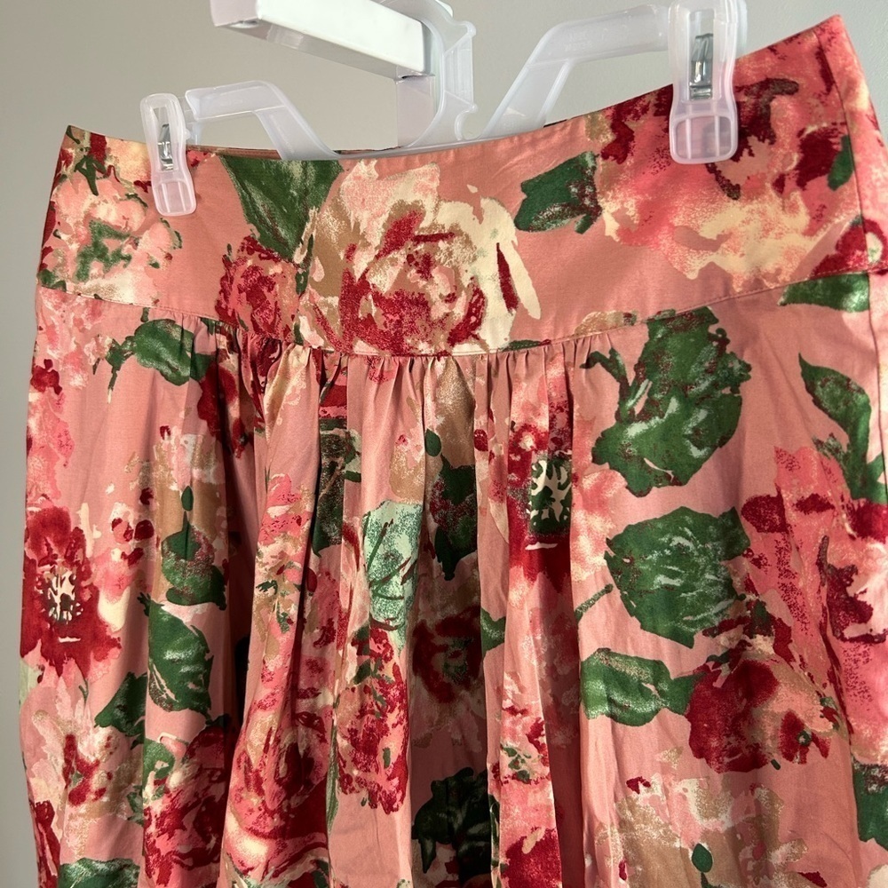 Talbots Pink Floral Pleated Skirt - Picture 3 of 6